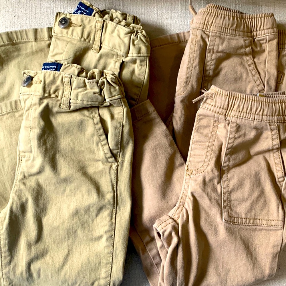 4 pairs of khakis bottoms. Worn for school uniforms. Like new.
